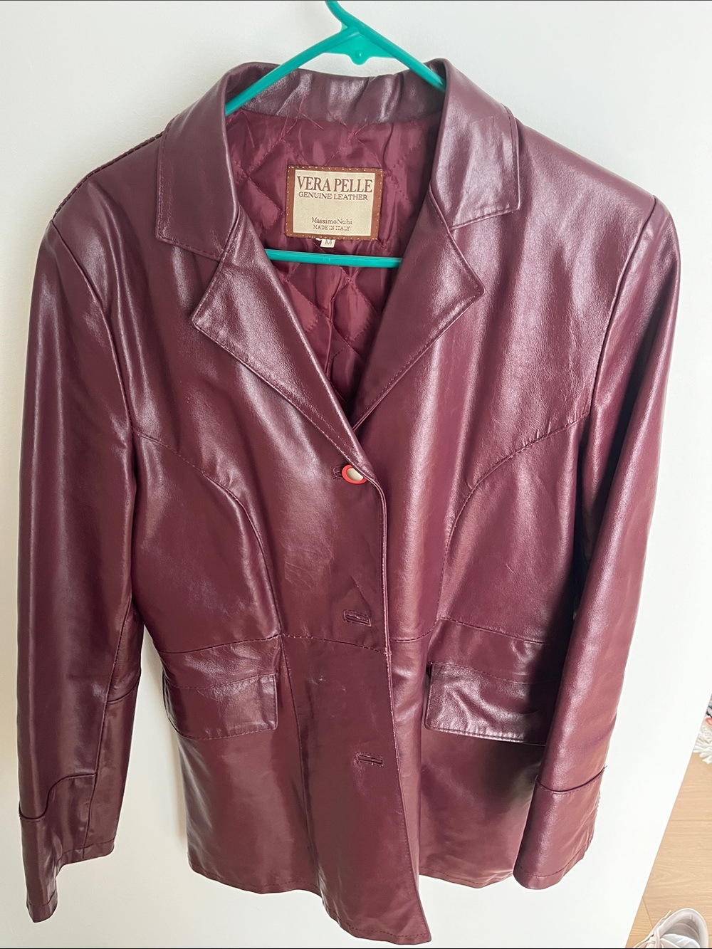 Vera Pelle Women's Wine Leather Blazer Jacket